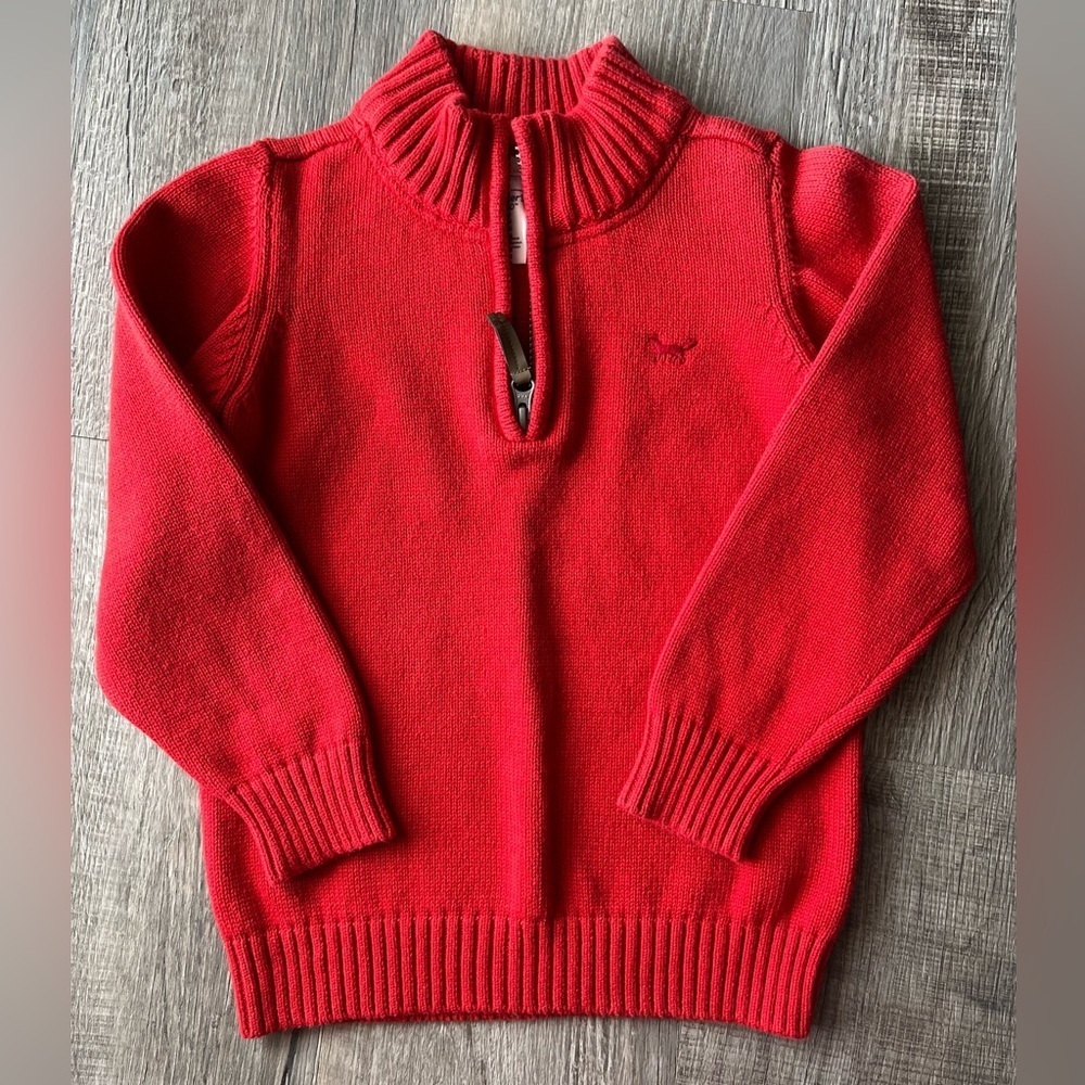 Carters Chunky Sweater Bright Coral Ribbed, Warm Quarter Zip Sweater Kids Sz 6